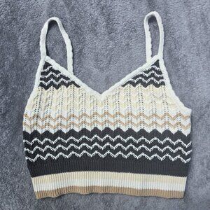 American Eagle Outfitters Knit Cami Top – Neutral Chevron Pattern